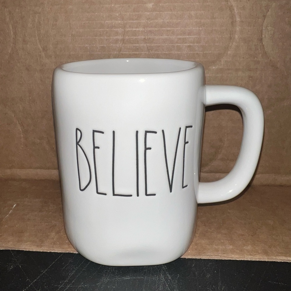 Rae Dunn Cream 'Believe' Mug